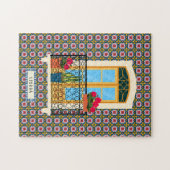Lissaboner Hausfenster mit Pflanze und Fliesen Puzzle (Horizontal)