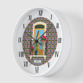 Lissaboner Hausfenster mit Pflanze und Fliesen Uhr (Winkel)