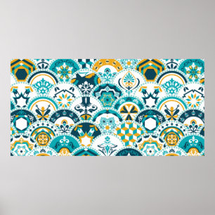 Lissabonner geometrischer Azulejo-Fliesenmuster, P Poster