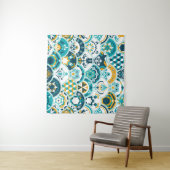 Lissabonner geometrischer Azulejo-Fliesenmuster, P Wandteppich (Beispiel (Horizontal))