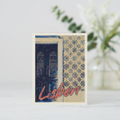 Lissabonner Tür und Fliesen - Beispiel Portugal Postkarte (Stehend Vorderseite)