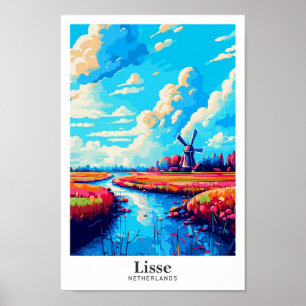 Lisse Netherlands Art Vintage Travel Illustration Poster