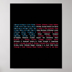 Liste 46 US-Präsidenten der Vereinigten Staaten Sp Poster