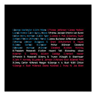 Liste 46 US-Präsidenten der Vereinigten Staaten Sp Poster