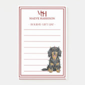 Liste benutzerdefinierter Monogram-Dackeln für Fei Post-it Klebezettel (Vorderseite)