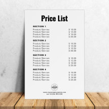 Liste benutzerdefinierter Produkt- und Dienstleist