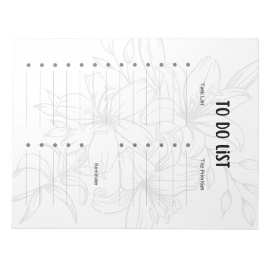 Liste der Aufgaben Notizblock (Vorderseite)