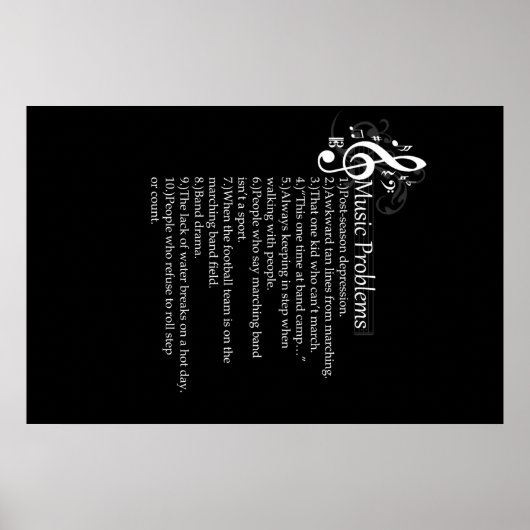 Liste der Bandprobleme Poster (Vorne)