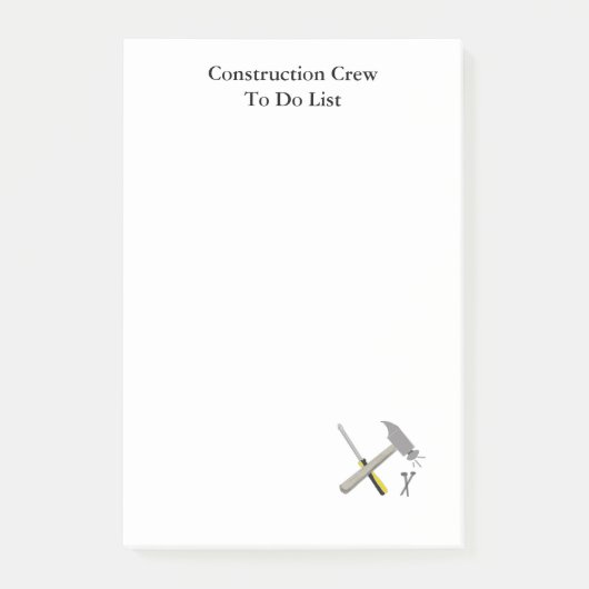 Liste der Bauarbeiter Post-it Klebezettel (Vorderseite)