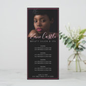 Liste der Beauty Salon-Menüpreise Menükarte (Stehend Vorderseite)