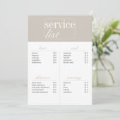 Liste der Beauty Salon Service Preise (Stehend Vorderseite)