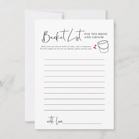 Liste der Buckel | Brautparty Game (Vorderseite)