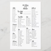 Liste der Bullet Journal-Packungen (Rückseite)