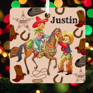 Liste der Cowboy-Wünsche für kleine Jungen zu Weih Ornament Aus Metall