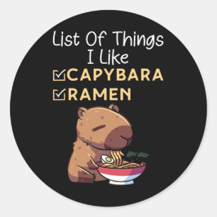 Liste der Dinge, die ich mag Ramen und Capybara Fu Runder Aufkleber