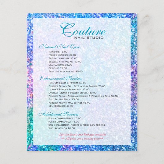 Liste der farbigen Glitzer-Glitzer Flyer (Vorne)