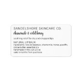 Liste der Inhaltsstoffe moderner Hautpflege Adressaufkleber (Vorne)