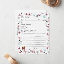 Liste der Kinderwünsche auf der farbigen Karte der