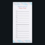 Liste der Lebensmittelgeschäfte in Pastellblau und Magnetischer Notizblock<br><div class="desc">Eine lustige,  einfache und niedliche Einkaufsliste mit pastellblauen und rosa Rahmen und Checklisten,  um Ihre Lebensmittel zu schreiben. Perfekt als Weihnachts-,  Jahres- oder Geburtstagsgeschenk für Ihre Mutter,  Oma,  Tanten und Kollegen.</div>