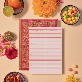 Liste der Lebensmittelgeschäfte mit personalisiert Notizblock