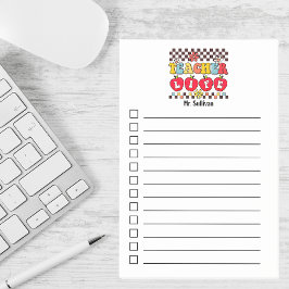 Liste der Lehrer Life Karo mit personalisiertem Bo Post-it Klebezettel