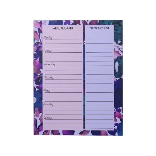 Liste der lila Blumenmahlzeiten Notizblock (Rotiert)