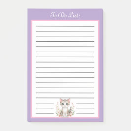 Liste der lila und rosafarbenen Blütenkatzen Post-it Klebezettel