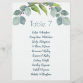 Liste der Namen der Eukalyptus-Tischnummer für Hoc Programm (Vorderseite)