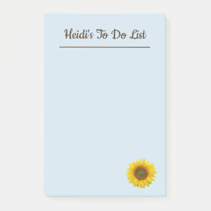 Liste der niedlichen Sonnenblumen Post-it Klebezettel