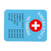 Liste der Notrufnummern auf blau Magnet (Horizontal)