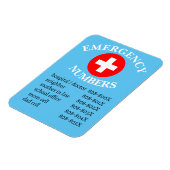 Liste der Notrufnummern auf blau Magnet (Linke Seite)