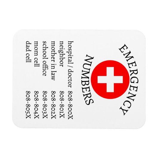 Liste der Notrufnummern Magnet (Horizontal)