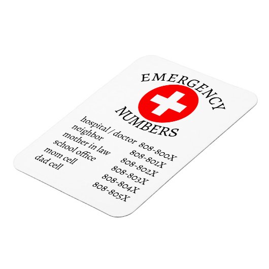 Liste der Notrufnummern Magnet (Linke Seite)