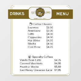 Liste der Personalisierten Getränke aus dem berufl Fensteraufkleber