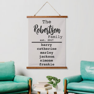 Liste der personalisierten Schriftart mit Namen un Wandteppich Mit Holzrahmen