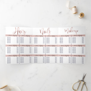 Liste der Preise für den Salon mit den Wellness-Ce Dreifach Gefaltete Einladung