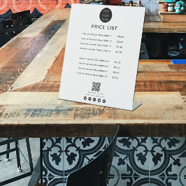 Liste der Preise für Firmenlogos QR Code Social Me Sockelschild