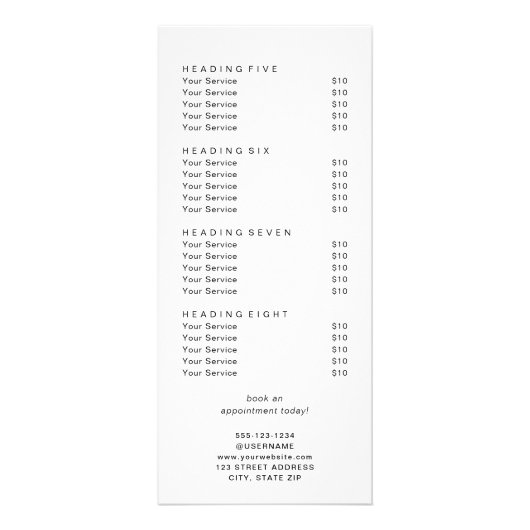 Liste der Preise für FirmenlogosModerne Werbekarte (Hinten)