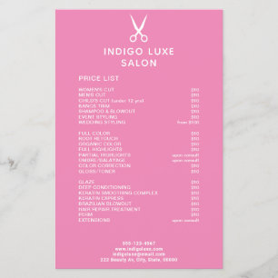 Liste der Preise für Friseursalon-Scheren in dunke Flyer