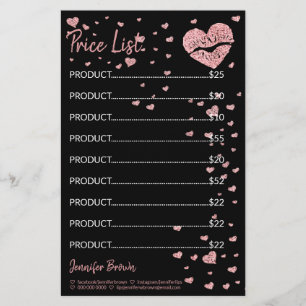 Liste der Preise für schwarzen Glitter-Herz-Lippen Briefpapier