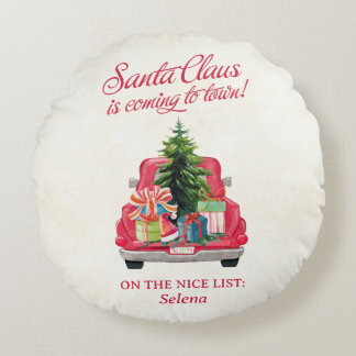 Liste der Red Truck Nice des Weihnachtsmanns Rundes Kissen