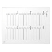 Liste der Reinigungseinrichtungen nach Zimmern Notizblock (Vorderseite)