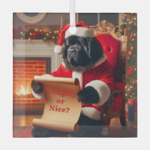 Liste der Santa Newfie Ornament Aus Glas