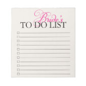 Liste der Schritte Notizblock (Vorderseite)