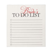 Liste der Schritte Notizblock (Vorderseite)