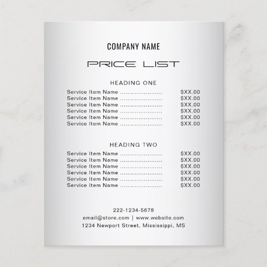 Liste der unscharfen grauen Hintergrundinformation Flyer (Vorne)