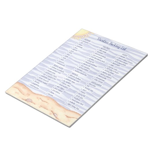 Liste der Urlaubsverpackungen Notizblock (angewinkelt)
