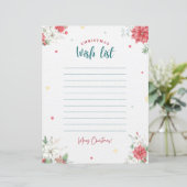 Liste der Weihnachtsgeschenke auf der Blumenliste (Stehend Vorderseite)