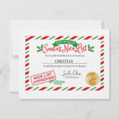 Liste des Weihnachtsmannes Mitteilungskarte (Vorderseite)