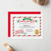 Liste des Weihnachtsmannes Mitteilungskarte (Vorderseite/Rückseite Beispiel)